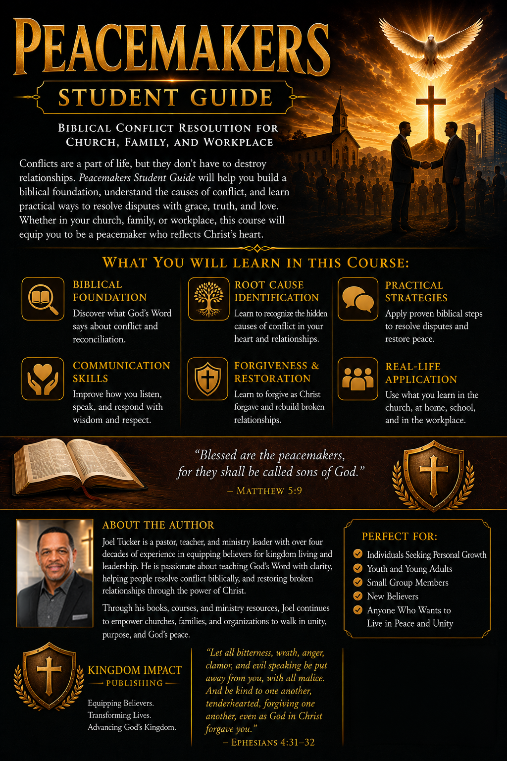 Back cover of The Spiritual Gifts Compendium showing the book description and ministry overview